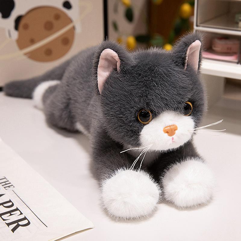 Cute Simulation Lying Down Kitten Doll Plush Toy Cat Doll Children Soothing Companion Doll