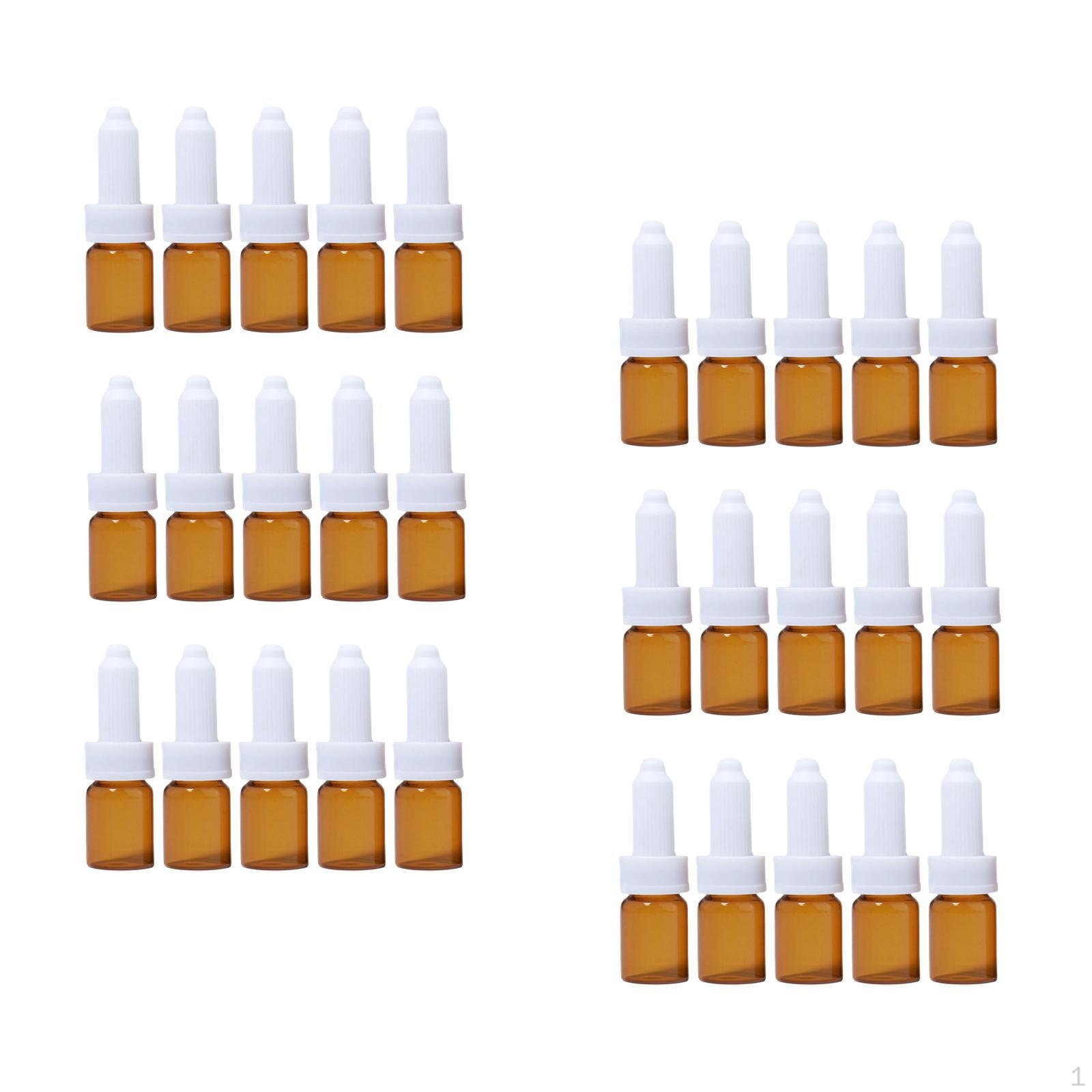

30 Pieces 5ml Empty Bottles Containers Vials, ,Easy to Use Cosmetic Bottle Glass Brown