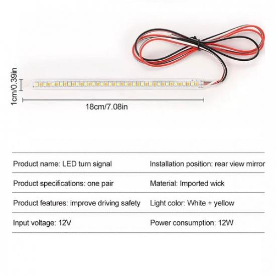 

2Pcs 18cm LED Car Side Mirror Lamp Strip Turn Signal Indicator w/ Dynamic Light