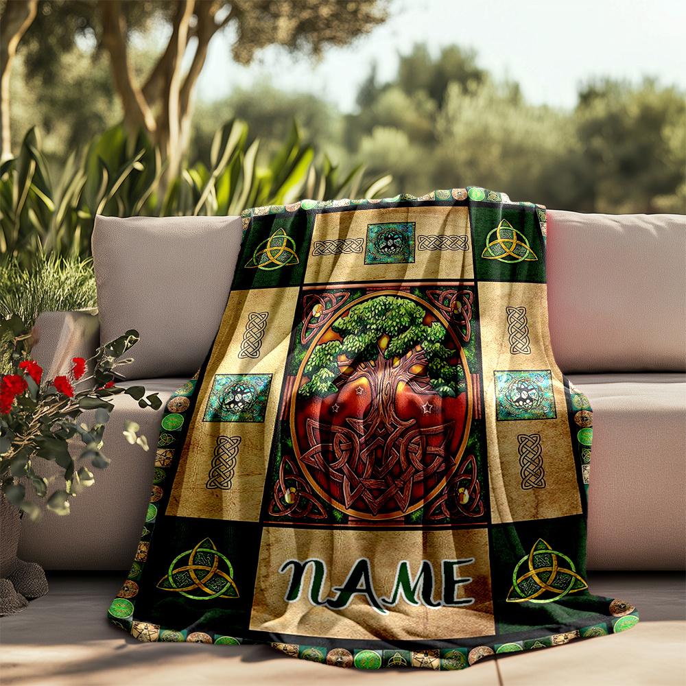 Celtic Tree Of Life Symbolism Personalized Outdoor Blanket Personalized Text Durable Comfort Perfect For Picnics Outdoor Travel And Camping Sofa