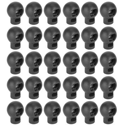 300Pcs Cord Locks Single Hole Ball Shape Spring Clip for Plastic Rope Luggage AccessoriesBlack