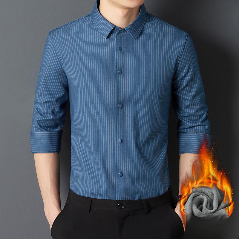 Plush Long-sleeved Shirt Men's Autumn and Winter New Business Casual Thickened Thermal Shirt Warm Inner Wear