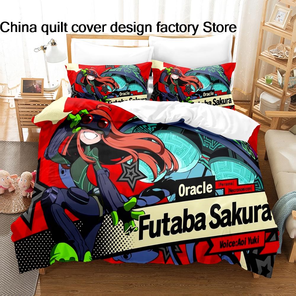 Persona 5 Royal Futaba Sakura Oracle Bedding Set Soft Duvet Cover Pillowcase For Adult Kids Bedroom Decor Twin Full Queen King