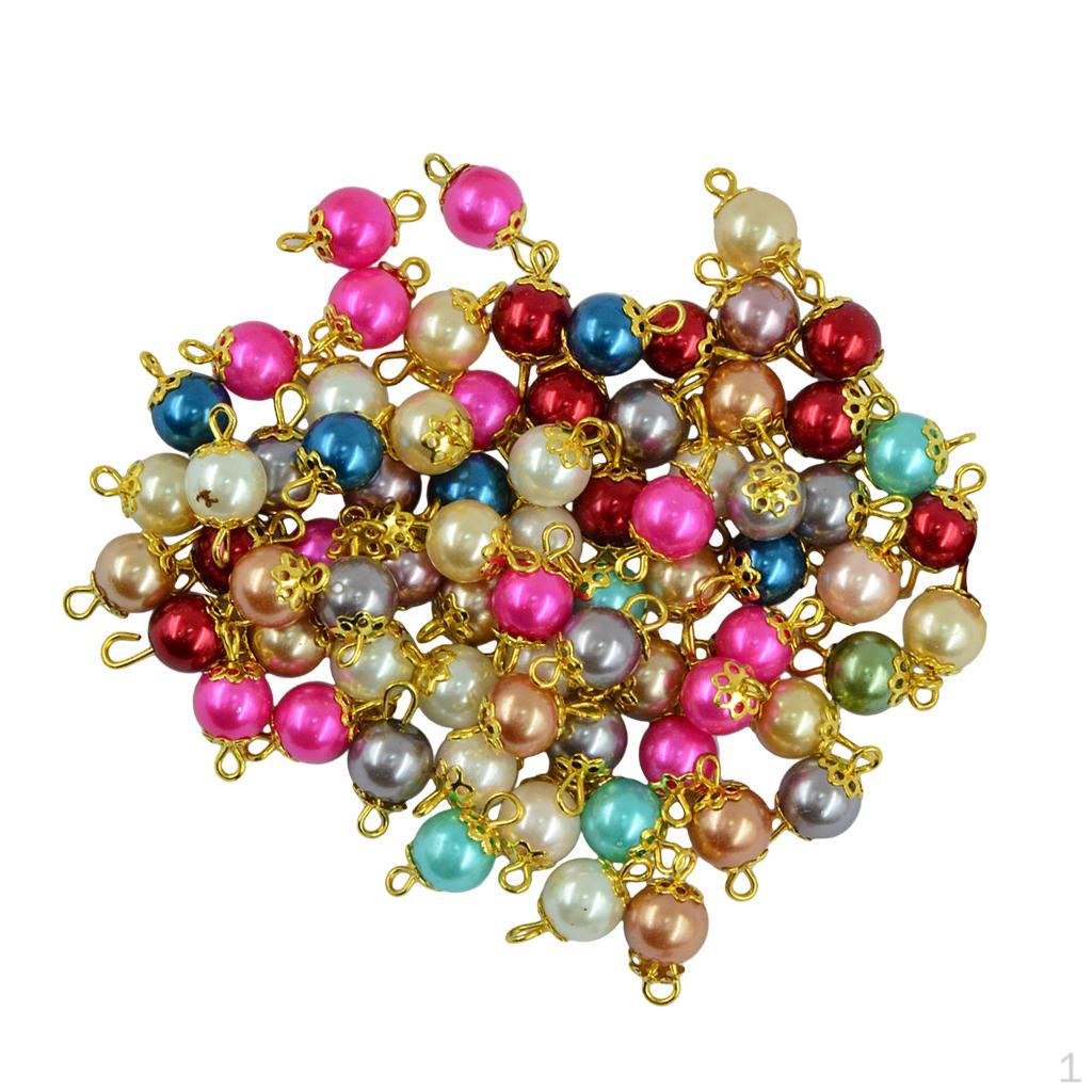 50 Piece Colorful Eye Pin Glass Pearl Daisy Charms Pendant Loose Beads