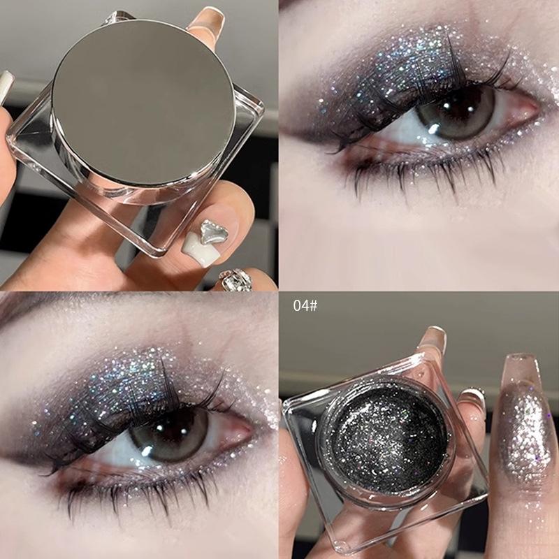 Glitter Punk Smoky Black Eyeshadow Gel Makeup Palette Metallic Dark Silver Wet Monochrome Eyes Shadow Highlighter Pearl Pigments Cosmetics
