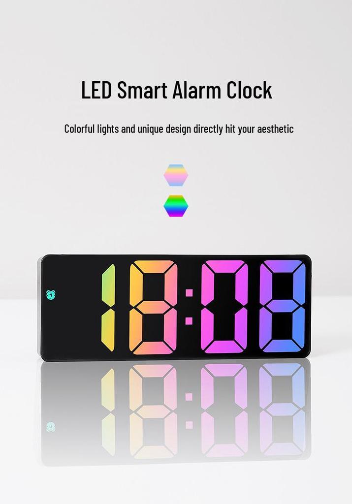LED Large Display Bedside Alarm Clock - Simple, Stylish, Colorful Screen