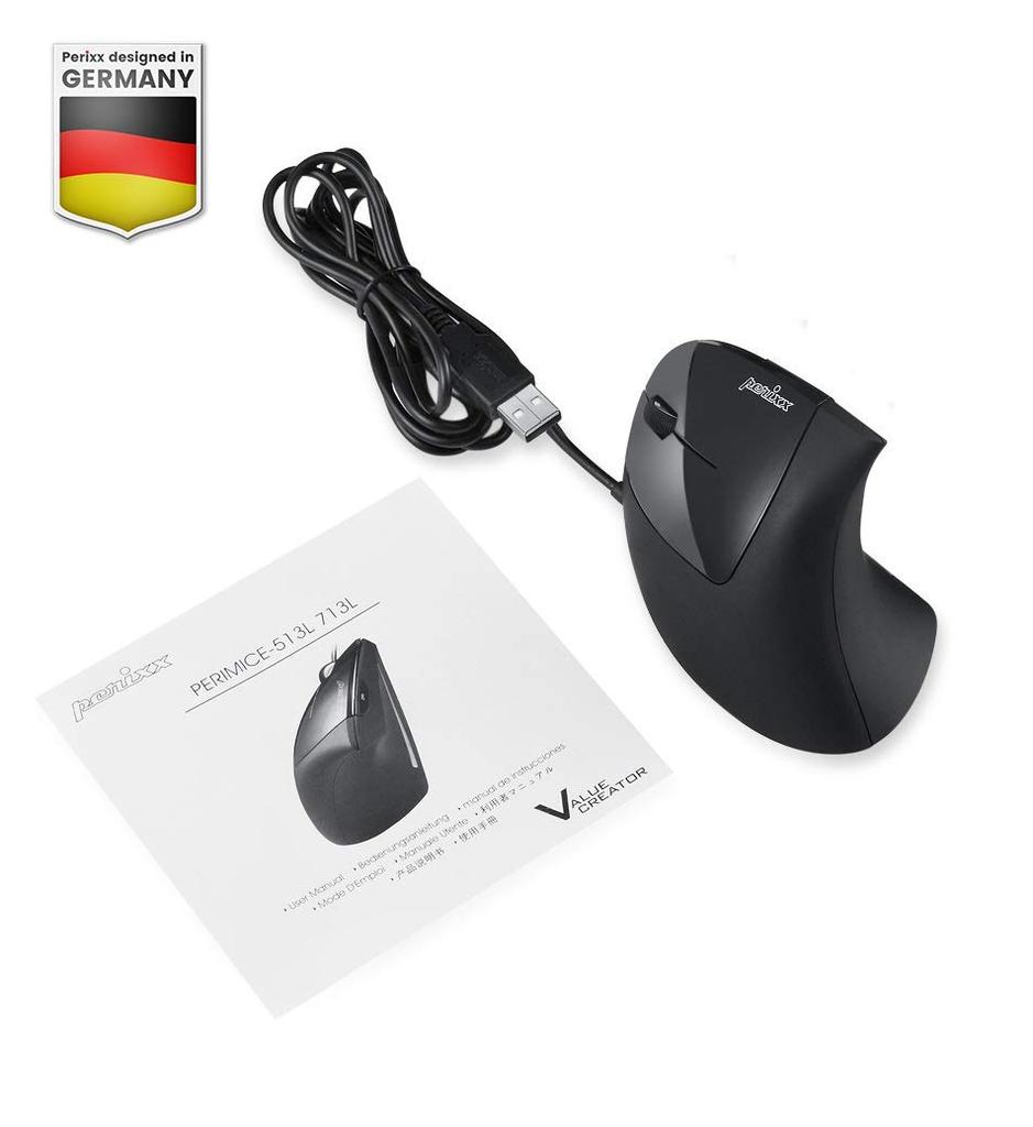 Perixx Left Hand Ergonomic Mouse Ergonomics PERIMICE-513L (Wired USB)