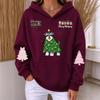 Women's Casual Christmas Print Long Sleeve Hoodie Sweatshirt for Holiday Wear