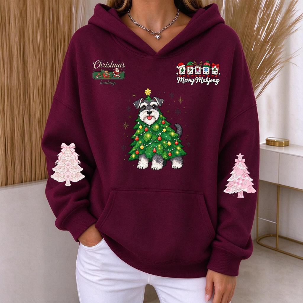 Women's Casual Christmas Print Long Sleeve Hoodie Sweatshirt for Holiday Wear