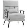 3-in-1 Convertible Armchair Single Bed 5-Position Reclining Backrest, Armrests and Cushion, Velvet-Effect Fabric, Grey