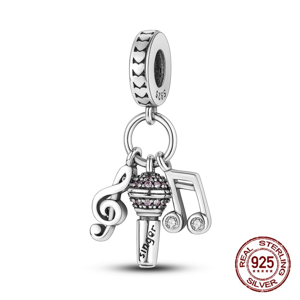 Inlaid Zircon Charm Beads Copper Color Love Heart Snake Dangle Fit Original Bracelet Charms Pendant Jewelry