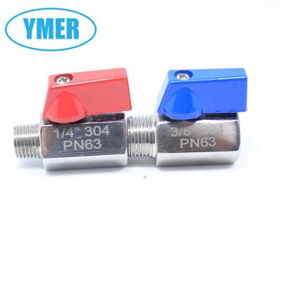 High-Pressure Stainless Steel Mini Ball Valve, PN63, Male & Female Thread, Options: 1/8", 1/4", 3/8", 1/2" Water Pipe Switch