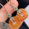 Chinese Style New Exquisite Drop Earings Creative Vintage Natural Yellow Jade Chalcedony Earrings For Women Fine  Jewelry