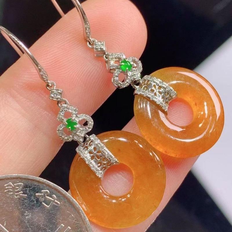 Chinese Style New Exquisite Drop Earings Creative Vintage Natural Yellow Jade Chalcedony Earrings For Women Fine  Jewelry