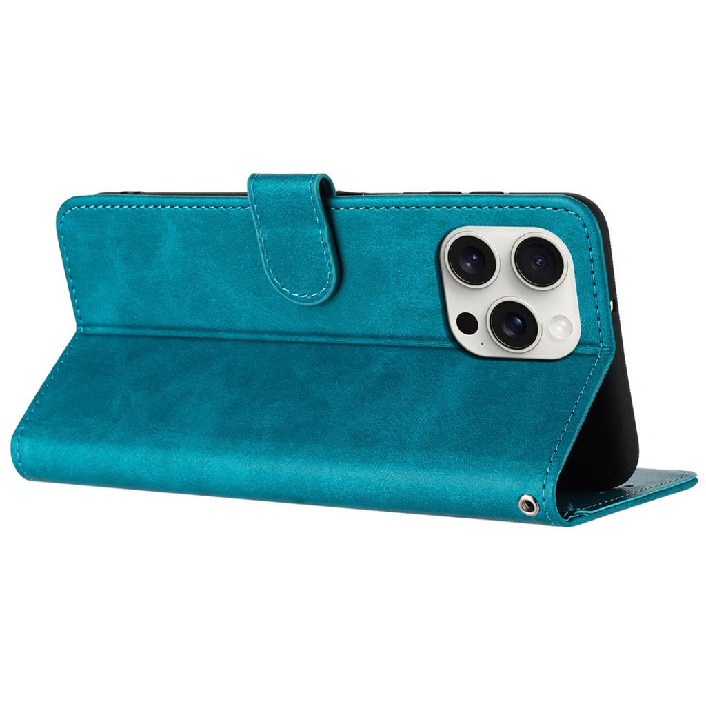 For iPhone 16 Pro Max Case Handbag Wallet PU Leather Phone Cover Calf Texture