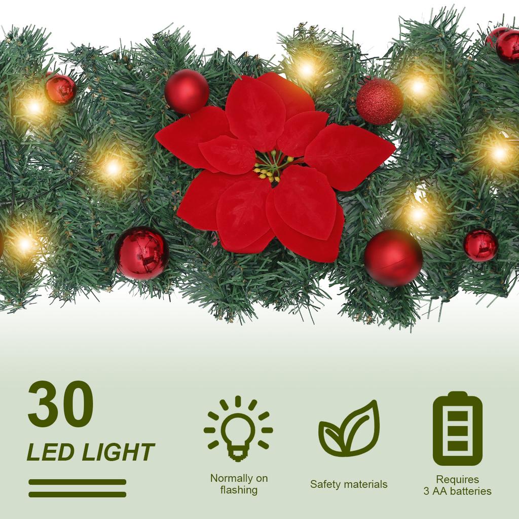 Christmas Wreath Door Decoration Battery Powered Christmas Tree Garland Light For Home Stairs Door New Year Weeding Decoration