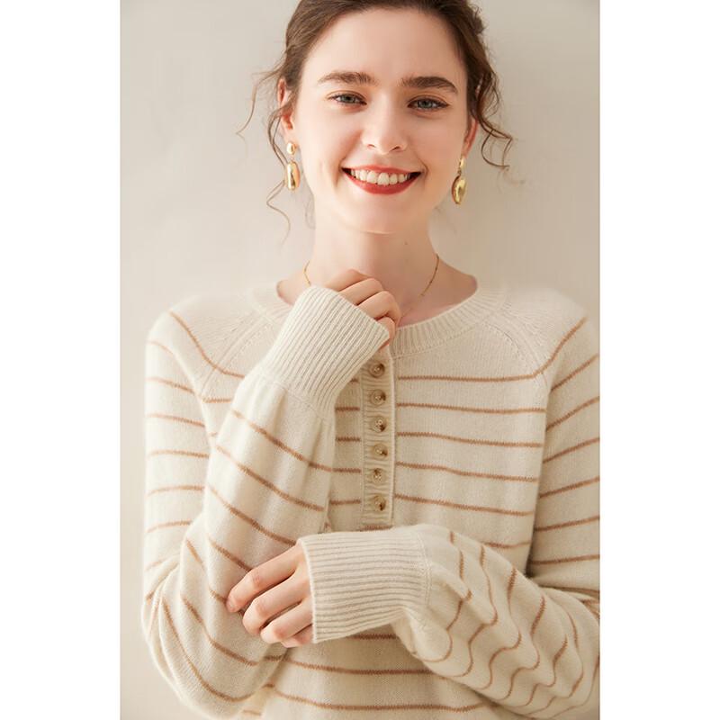 Fanzhen Women's Striped Cashmere Blend Sweater