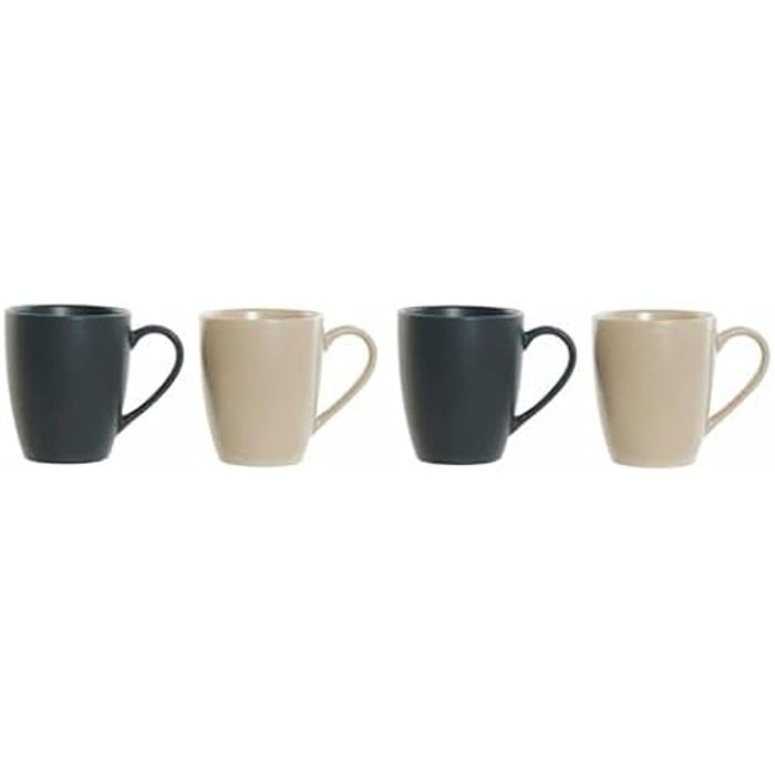 Tasses En Bois D'hévéa - DKD Home Decor - Lot De 4 - Gris Foncé - 300 Ml - Élégance Chic
