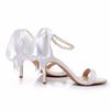 C7cm Large Size Sandals Thin Heel Pointed Toe Crystal Glass Flower High Heel Sandals Champagne Golden Banquet Dinner Women's Shoes