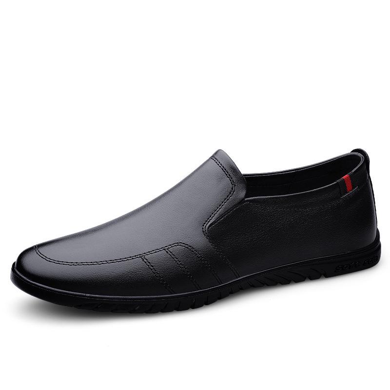 Men s Spring-Summer Leather Slip-on Loafers - Casual, Cowhide, Large Sizes 45