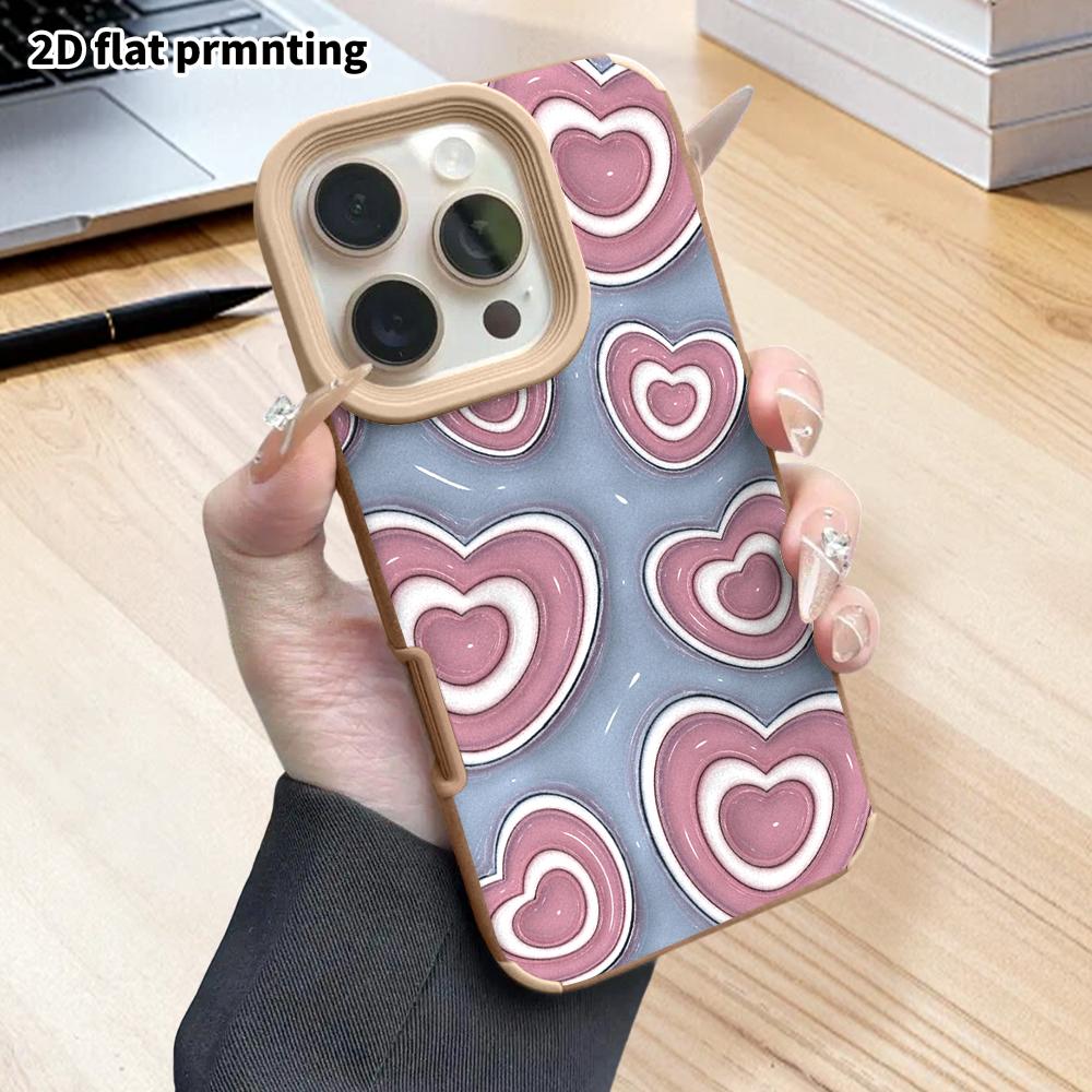 Phone Case: 2D flat lambskin suitable for iPhone 18 17 16 15 14 13 Pro protective case, puffed heart, Christmas and Halloween gifts