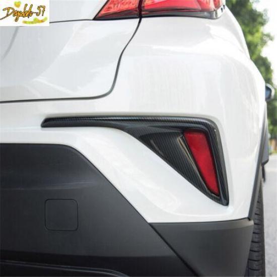 For Toyota C-HR CHR 2018- Carbon Fiber Rear Fog Lamp Bumper Light Cover Trim