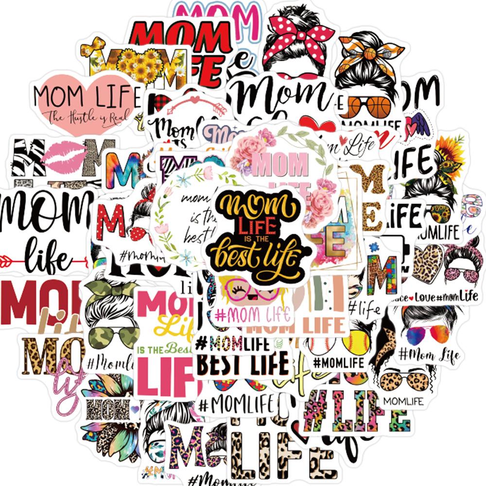 

50 Cartoon MOM LIFE Graffiti Stickers Personalized Decorative Guitar Notebook Suitcase DIY Waterproof