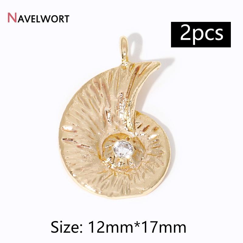 2Pcs 14K Gold Plated Brass Metal Conch Pendant,Charms For Jewelry Making,DIY Earring Bracelet Necklace Making Findings Supplies