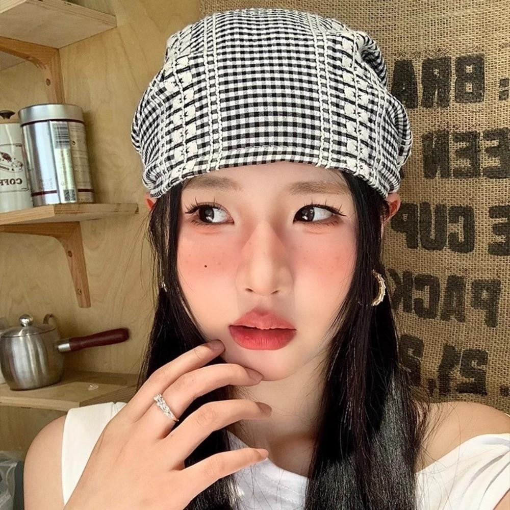 Spring Summer Strappy Bandana Cap Plaid Beanie Hats Vintage Headscarf Hat  Women Men