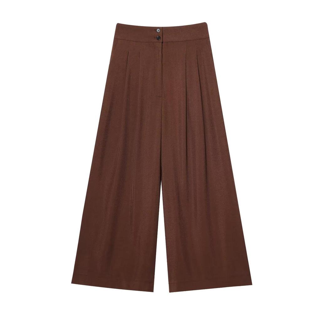 2025 Summer Women's European & American Style V-Neck Lace-Up Top + Pleated Pants Set