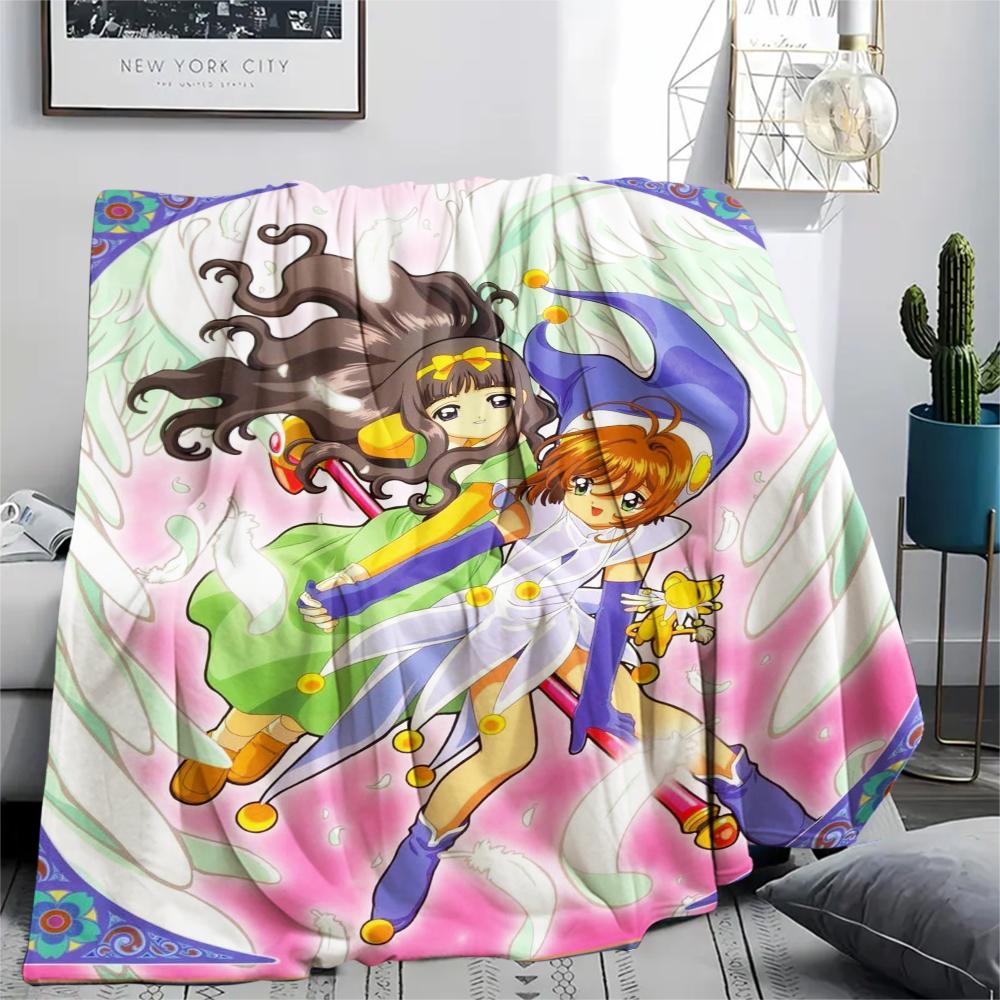 1Pc Cardcaptor Sakura Print Flannel Blanket, High quality Comfortable for All Seasons, Home Decor, Warmth and Comfort, Perfect for Christmas Gifts