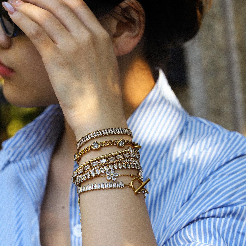 Titanium Steel Zircon Bracelet Minimalist Luxury Jewelry Versatile Elegant Women's Bracelet