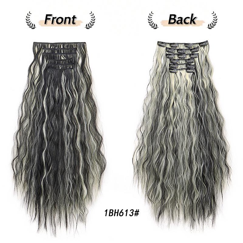 6-Piece Curly Clip-in Hair Extensions Set - Water Wave Volume Boost with 16 Clips