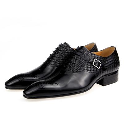 Mode Exquise Chaussures Homme Fait Main Cuir Véritable NoirMarron Lacets Boucle Métallique Mode Élégant Décontracté Bureau Affaires Chaussures Homme