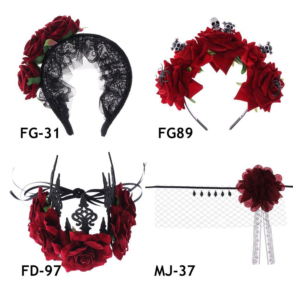 Party Costumes Bridal Headpiece Wedding Garland Red Rose Crown Halloween Headbands Hair Wreath