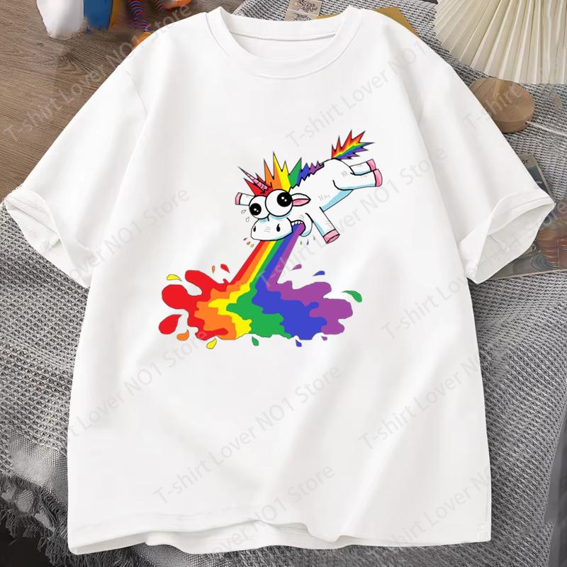 Cartoon Rainbow Unicorn Printed Tshirts Retro Style Women Unisex Shirt Tee Unicorn Graphic T Shirt Casual Top Cool Summer T Shirts