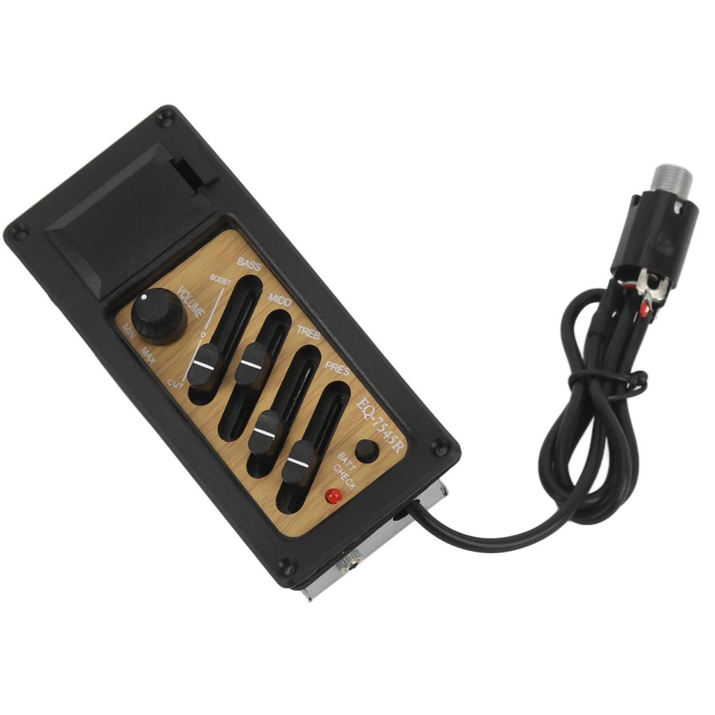 Acoustic Guitar Pickup Preamp Piezo 4 Band EQ Equalizer System Wood Grain Color 7545R