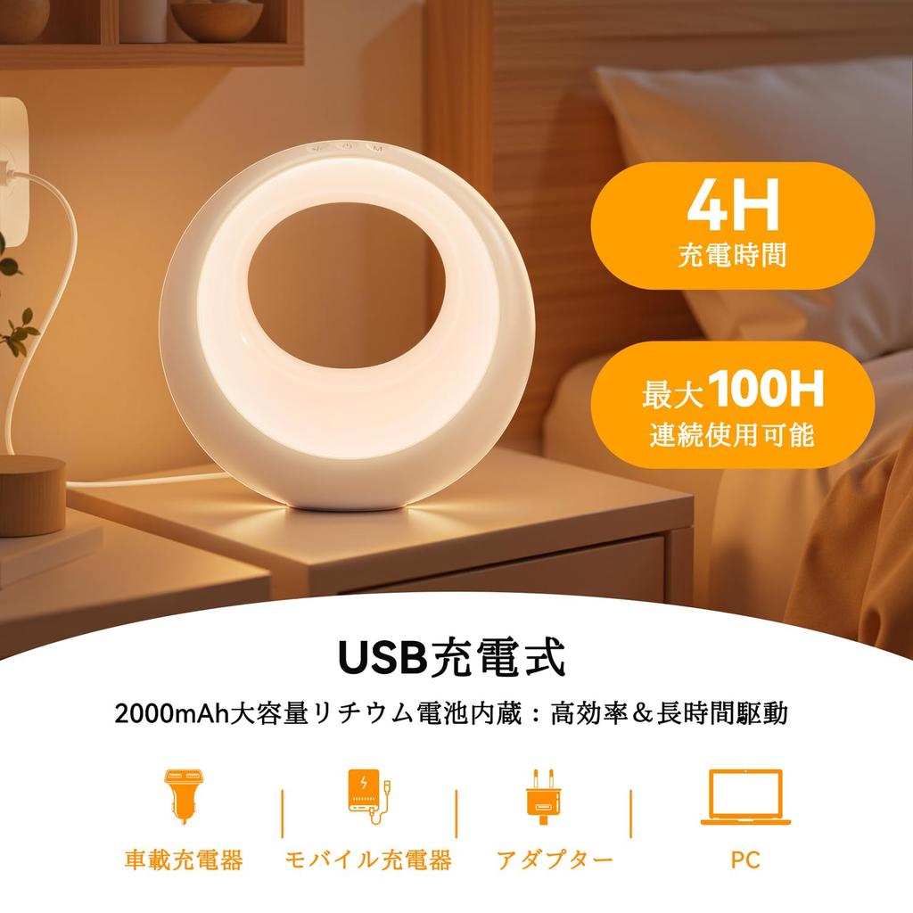 Luz de Noche Auxmir para Lactancia, Luz Nocturna, Lámpara de Noche, 7 Colores RGB, 9 Modos, Control Remoto, Función de Temporizador, Recargable por USB, Gran Capacidad de 2000mAh,