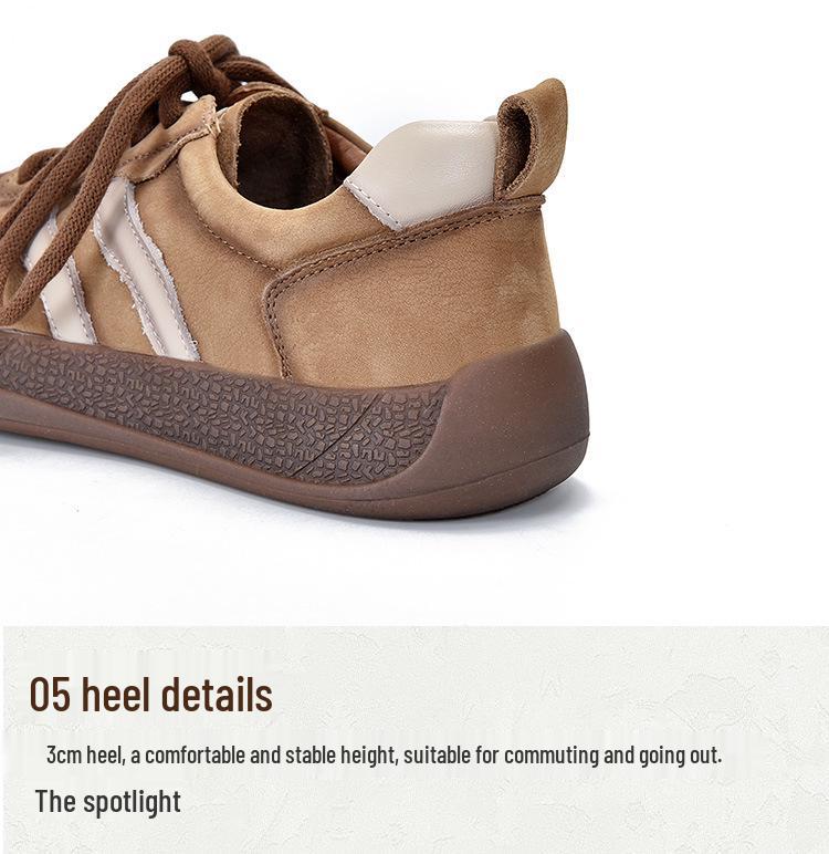 2025 Women's Genuine Leather Sporty Flats: Versatile Low-Top Trainers for Casual, Four-Season Wear