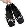 Fashion Bow Flats Women Ballet Dance Shoes Square Toe Shallow Fashion Mary Jane Shoes 2024 Brand Autumn Soft Designer Chaussure Femme