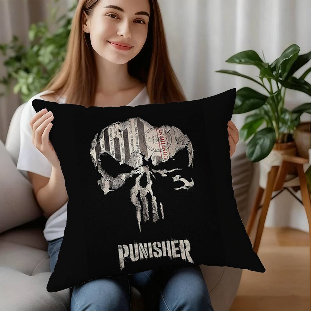 The P-Punisher Logo Pillow Case Plush Fabric Soft Pillowcase Double Sided Print Cushion Cover Household Gifts