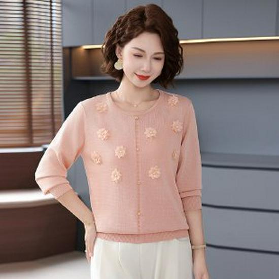 

Elegant Spring 2026 Knit Sweater for Women 50+ - Long-Sleeved Base Layer Top XL