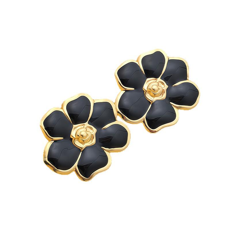 Французские Ретро Цветочные Серьги-Гвоздики из Нержавеющей Стали с Шестью Лепестками и Эмалью - Высококачественный Изысканный Дизайн