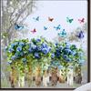 Flower Butterfly Window Cling PVC Spring Floral Window Decals Anti Collision Removable Stickers for Home Party Shop Glass Door Window Decoration