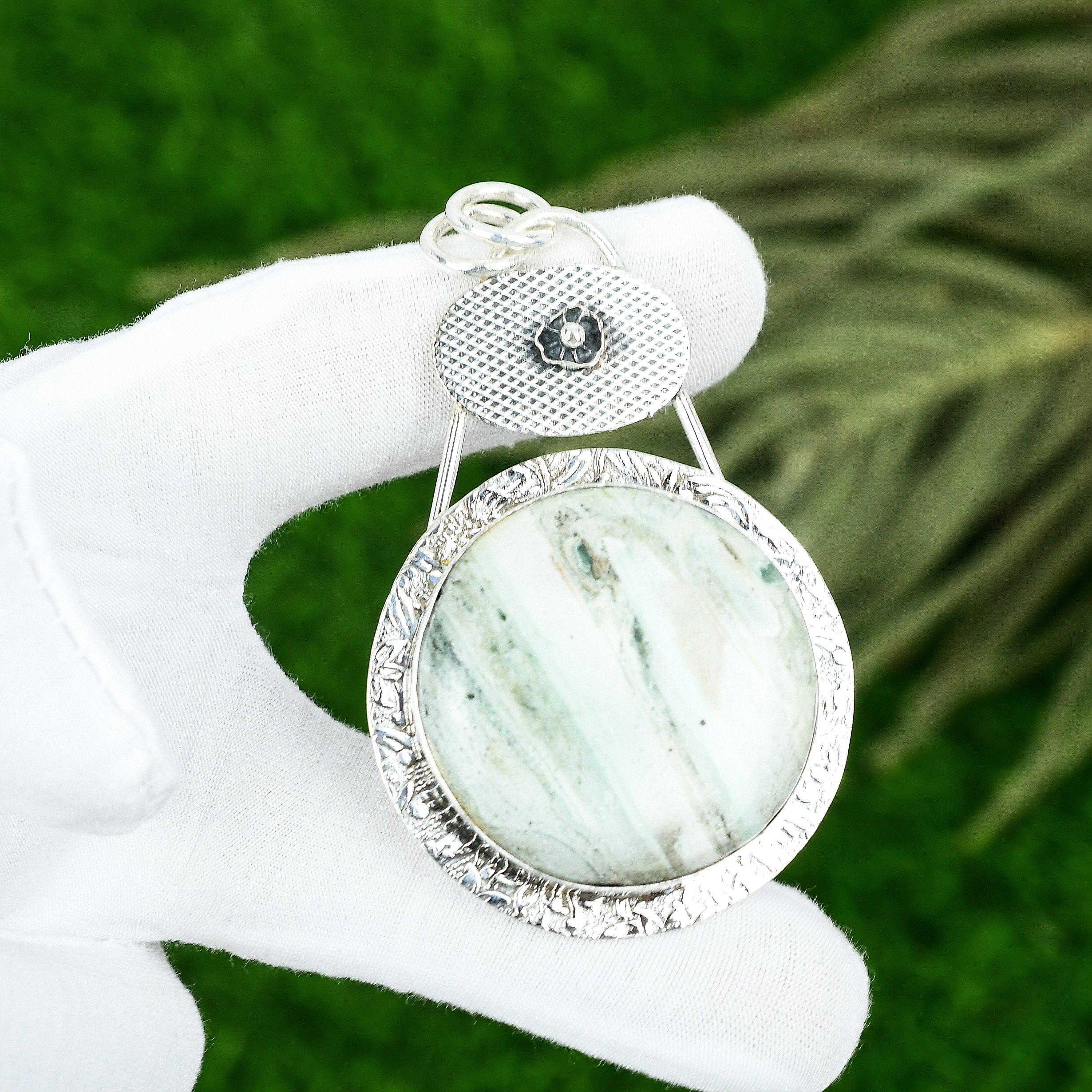 Сделка ко Дню матери Подвеска-безель из натурального голубого родохрозита 925 стерлинговое серебро