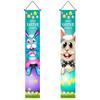 Happy Easter Couplet 1 Pair Door Curtain Hanging Banner Bunny Egg Carrot Decor 2024 for Home Decor Springtime Party Front Door