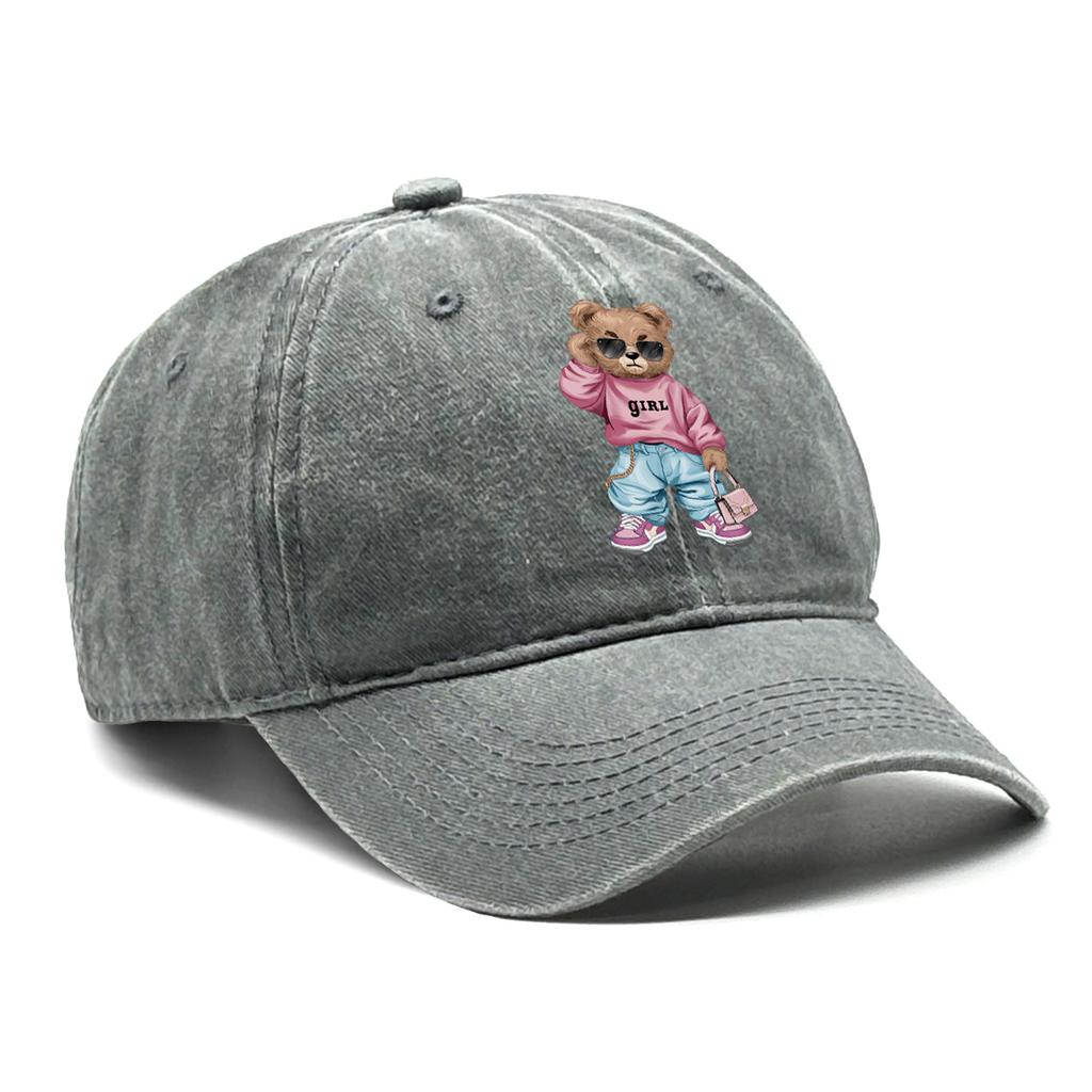Cool Sunglasses Bear Adjustable Baseball Hat Washed Cotton Trucker Cap Adjustable Buckle Breathable Snapback Caps Camping Hats