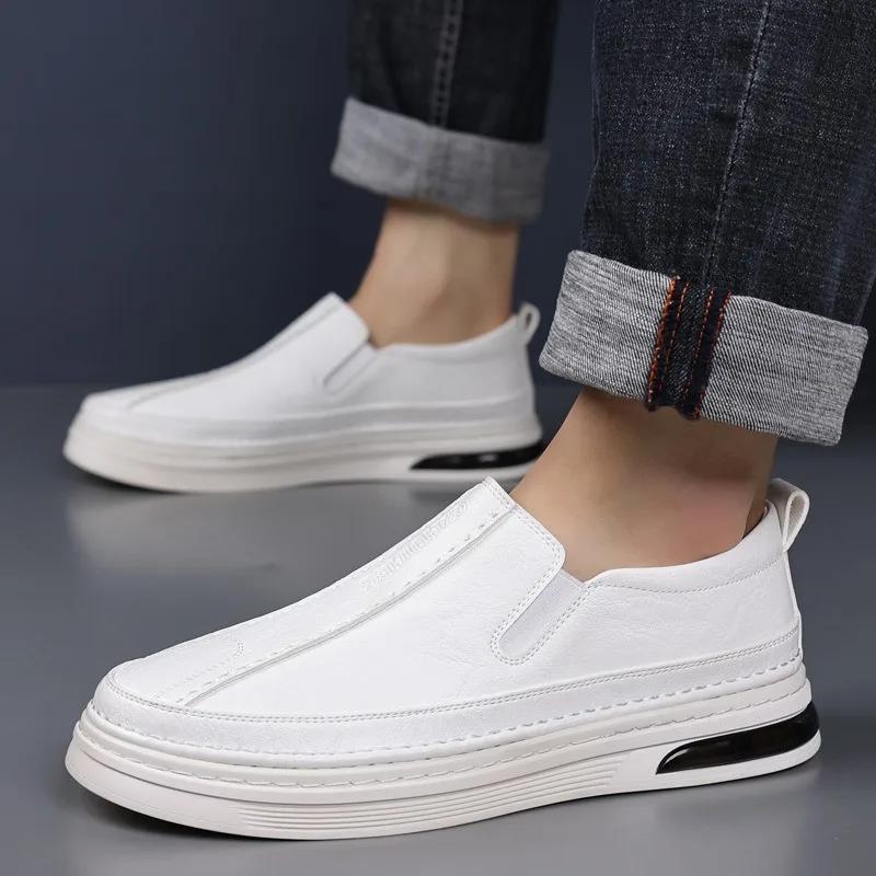 Fashion 2024 Spring Autumn Soft Leather Business Man Shoes British Fashion Designer New Slip-on Casual Men's Shoes Sneakers Male
