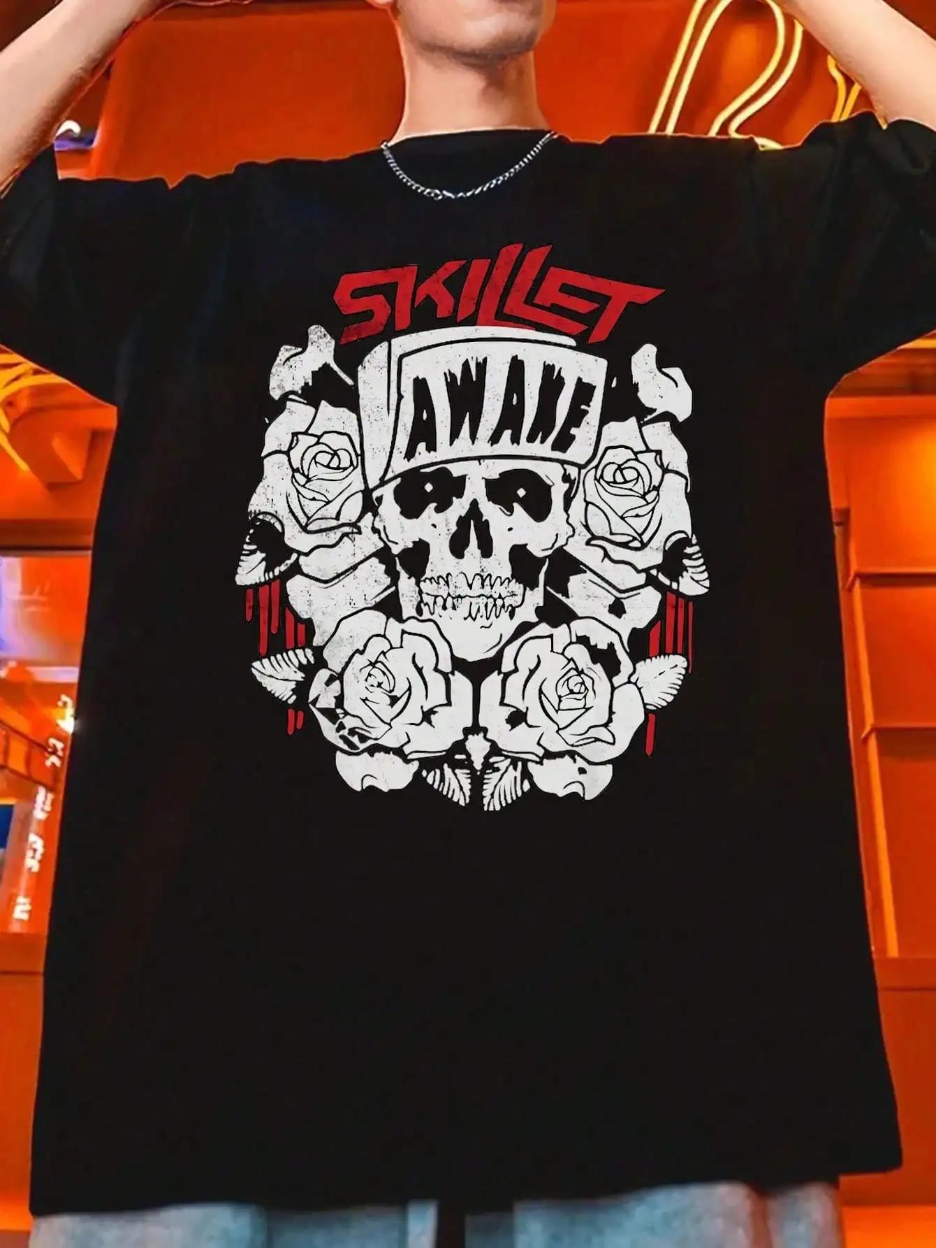 MenS Summer Casual Crew Neck TShirt 100 Polyester Knit Fabric Regular Fit Slight Stretch 180gM² Skillet Band Graphic Tee S