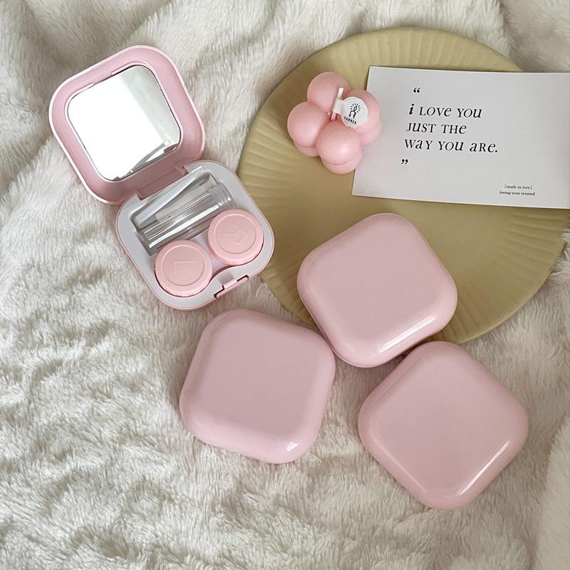 Candy enfärgad kontaktlinsfodral Plastfärgad kontaktlinslåda Bärbar kontaktlinsförvaringslåda Mini Care Box